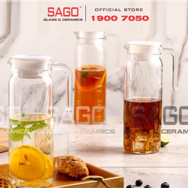  Luminarc Q0433 -  Bình Nước Thủy Tinh Luminarc Dona Embossment Wave 1000ml | Thủy Tinh Cao Cấp 