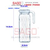  Luminarc Q0433 -  Bình Nước Thủy Tinh Luminarc Dona Embossment Wave 1000ml | Thủy Tinh Cao Cấp 