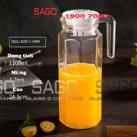  Deli BJH-1.1000 - Bình thủy tinh Deli Lục Lăng 1000ml | Thủy Tinh Cao Cấp 