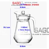  DELI EH1002.1 - Bình Nước Thủy Tinh Deli Delisoga Pitcher 1100ml | Thủy Tinh Cao Cấp 