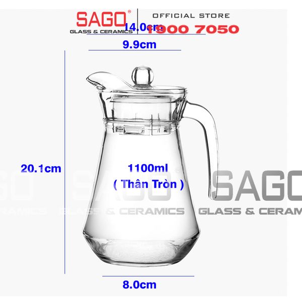  DELI EH1002.1 - Bình Nước Thủy Tinh Deli Delisoga Pitcher 1100ml | Thủy Tinh Cao Cấp 