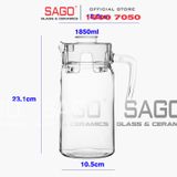  Deli E003H1 - Bình Nước Thủy Tinh Deli Pitcher Glass 1850ml | Thân Trơn 