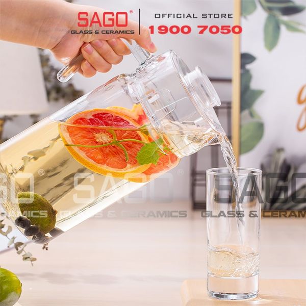  Deli E003H1 - Bình Nước Thủy Tinh Deli Pitcher Glass 1850ml | Thân Trơn 