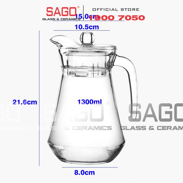  DELI EH1002.2 - Bình Nước Thủy Tinh Deli Delisoga Pitcher 1300ml | Thủy Tinh Cao Cấp 