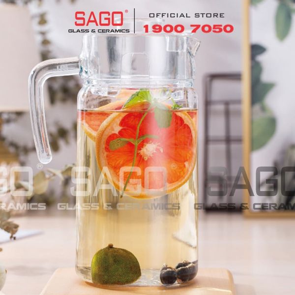  Deli E003H1 - Bình Nước Thủy Tinh Deli Pitcher Glass 1850ml | Thân Trơn 