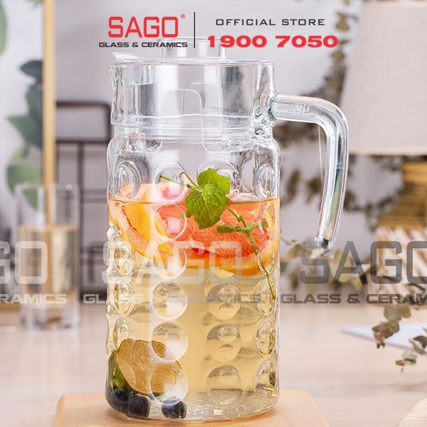  DELI E001H1 - Bình Nước Thủy Tinh Deli Pitcher Glass 1850ml | Thân Chấm Bi 