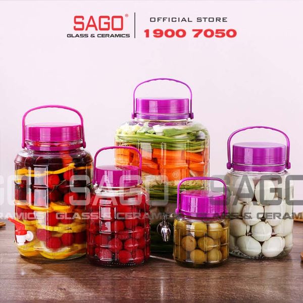  Bình Thủy Tinh Quai Xách Nắp Tím 20.0 Lít | Tùy Chọn Có hoặc không vòi 