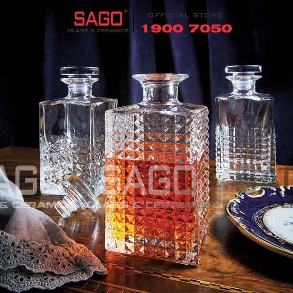  Luigi Bormioli A12520 - Bình Thủy Tinh Luigi Bormioli Decanter Textures Crystal Glasses 750ml | Nhập Khẩu Italy 