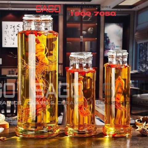  Bình Ngâm Rượu Trụ Trơn Nắp Gài 3.0 Lít | Tùy Chọn Có hoặc không Vòi 