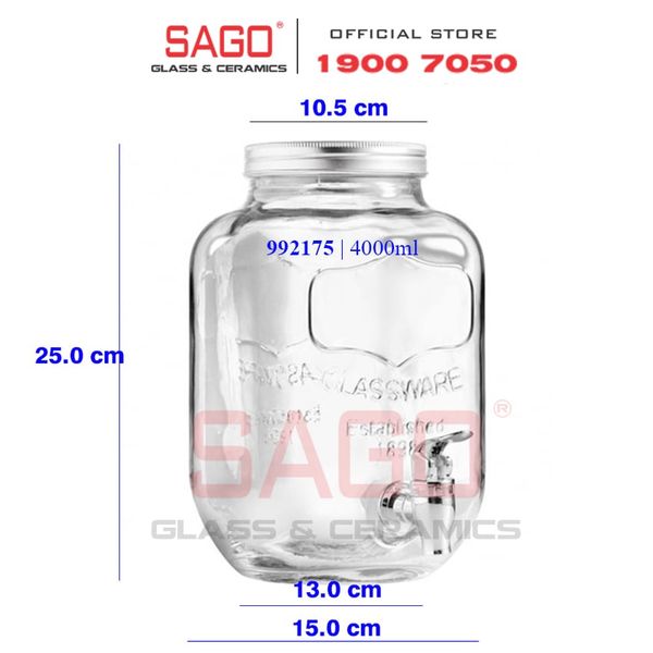  LIBBEY 992175 - Bình Nước Thủy Tinh Libbey Time To Party Dispenser 4000ml | Nhập Khẩu E.U 