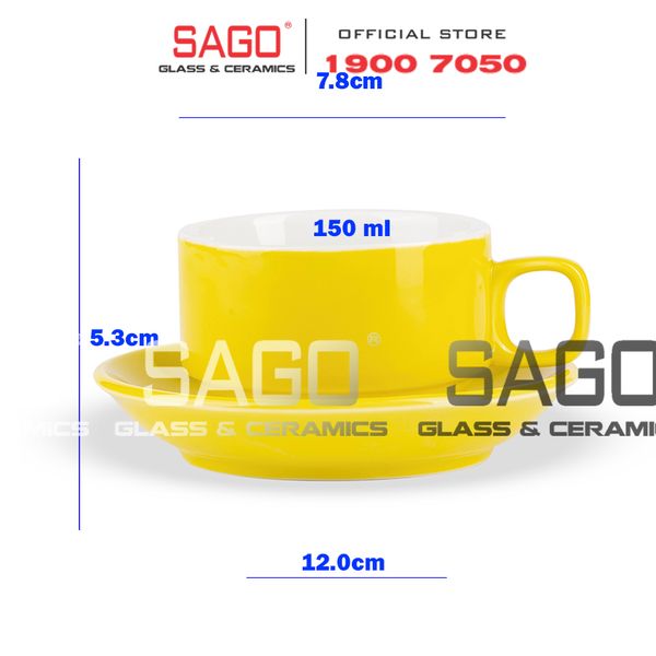  Bộ Tách sứ Stack Espesso Procelain Yellow Cup 150ml | Gốm Sứ Bát Tràng Cao Cấp 