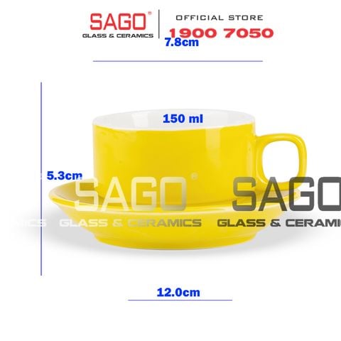  Bộ Tách sứ Stack Espesso Procelain Yellow Cup 150ml | Gốm Sứ Bát Tràng Cao Cấp 