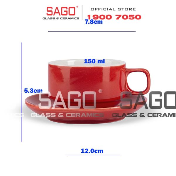  Bộ Tách sứ Stack Espesso Procelain Red Cup 150ml | Gốm Sứ Bát Tràng Cao Cấp 