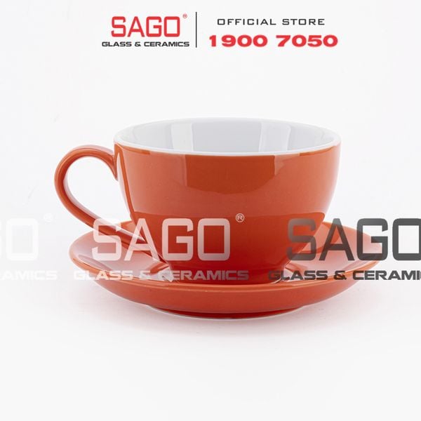  Bộ Tách Sứ Cosmo Cappuccino Procelain Orange Cup 250ml | Gốm Sứ Bát Tràng Cao Cấp 