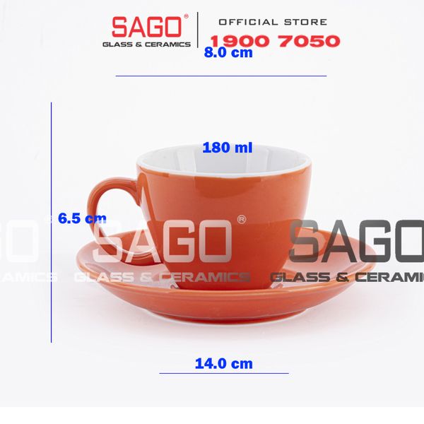  Bộ Tách Sứ Cosmo Espesso Procelain Orange Cup 180ml | Gốm Sứ Bát Tràng Cao Cấp 