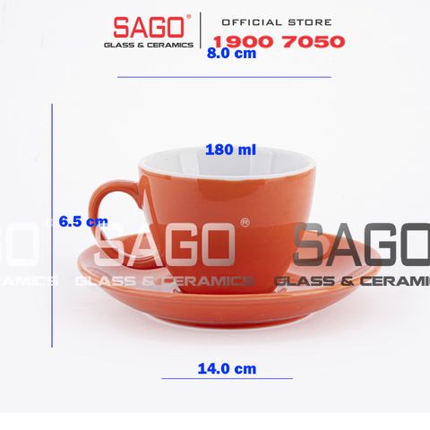  Bộ Tách Sứ Cosmo Espesso Procelain Orange Cup 180ml | Gốm Sứ Bát Tràng Cao Cấp 