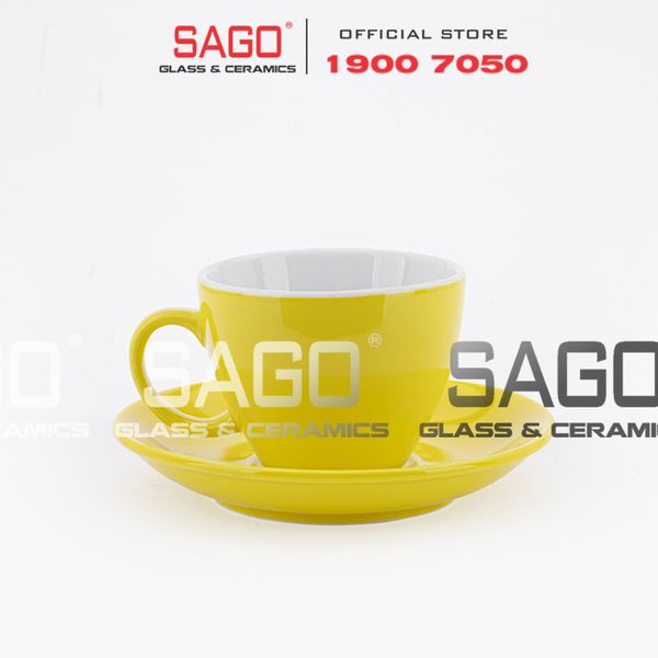  Bộ Tách Sứ Cosmo Espesso Procelain Yellow Cup 180ml | Gốm Sứ Bát Tràng Cao Cấp 