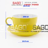  Bộ Tách Sứ Cosmo Cappuccino Procelain Yellow Cup 250ml | Gốm Sứ Bát Tràng Cao Cấp 