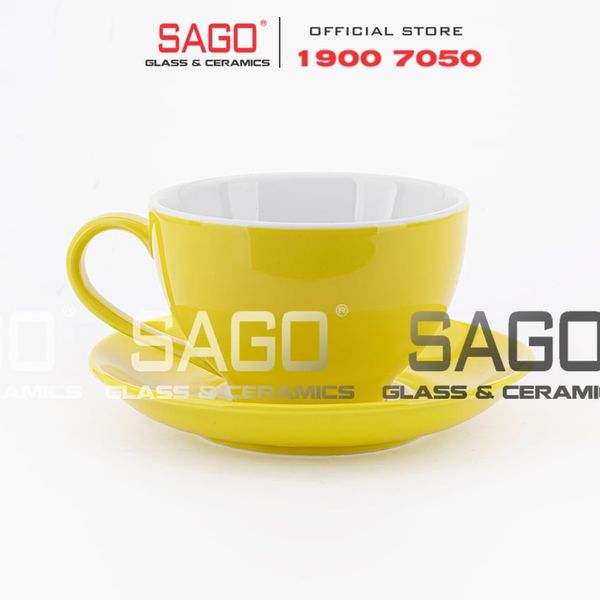  Bộ Tách Sứ Cosmo Cappuccino Procelain Yellow Cup 250ml | Gốm Sứ Bát Tràng Cao Cấp 