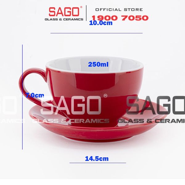  Bộ Tách Sứ Cosmo Cappuccino Procelain Red Cup 250ml | Gốm Sứ Bát Tràng Cao Cấp 