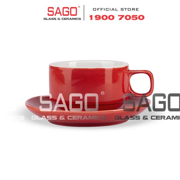  Bộ Tách sứ Stack Espesso Procelain Red Cup 150ml | Gốm Sứ Bát Tràng Cao Cấp 