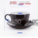  Bộ Tách Sứ Cosmo Cappuccino Procelain Brown Cup 250ml | Gốm Sứ Bát Tràng Cao Cấp 