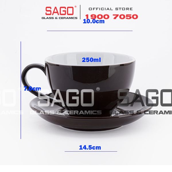  Bộ Tách Sứ Cosmo Cappuccino Procelain Brown Cup 250ml | Gốm Sứ Bát Tràng Cao Cấp 