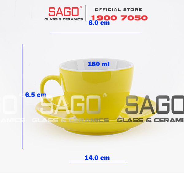  Bộ Tách Sứ Cosmo Espesso Procelain Yellow Cup 180ml | Gốm Sứ Bát Tràng Cao Cấp 