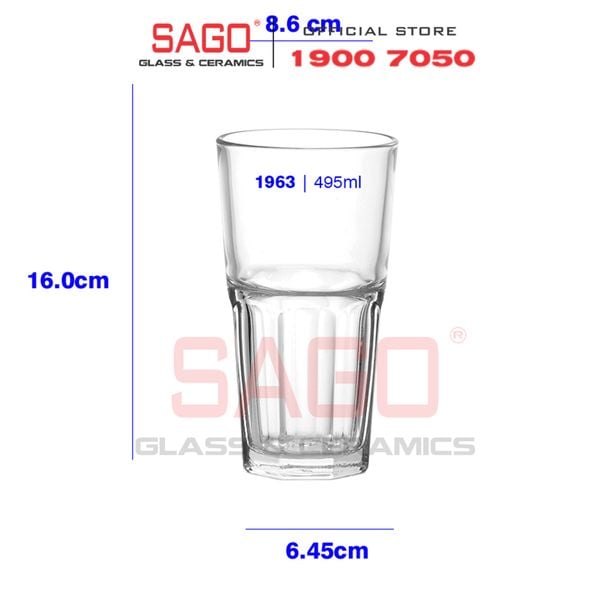  Ocean P01963 - Ly Thủy Tinh Ocean Centra Hi Ball 395ml | Nhập Khẩu Thái Lan 