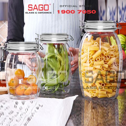  Hũ Thủy Tinh Sọc Cao Cấp Nắp Gài Gọng Thép | Tùy Chọn dung Tích 