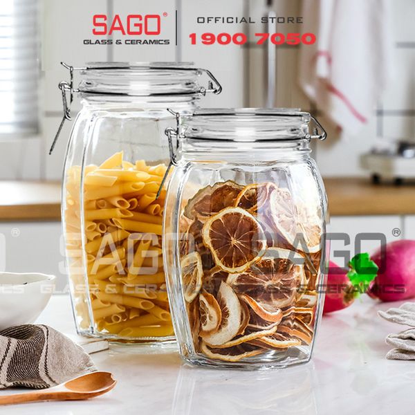  Hũ Thủy Tinh Sọc Cao Cấp Nắp Gài Gọng Thép | Tùy Chọn dung Tích 