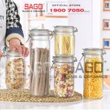  Hũ Thủy Tinh Trụ Cao Cấp | Nắp Gài Gọng Thép , Tùy Chọn Dung Tích 