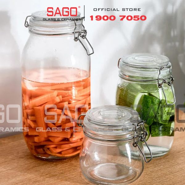  Hũ Thủy Tinh Bầu Cao Cấp Nắp Gài Gọng Thép | Tùy Chọn Dung Tích 