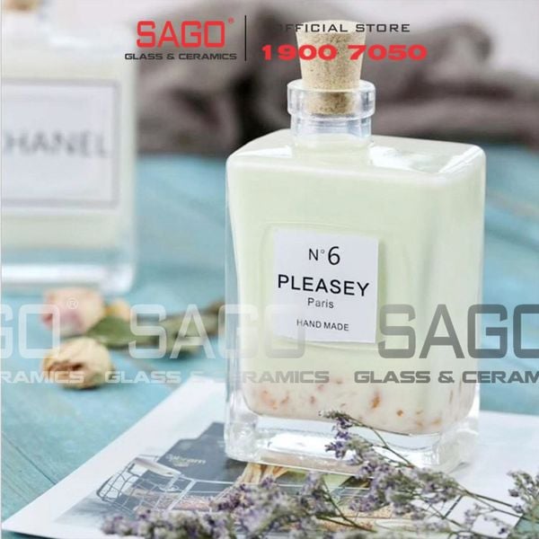  Chai Thủy Tinh Vuông Cổ Lệch 280ml Nắp Gỗ Ép | Thủy Tinh Cao Cấp 