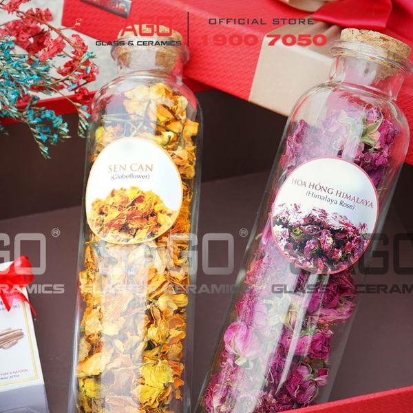  Chai Thủy Tinh Nắp Gỗ Ép | Tùy Chọn Dung Tích 