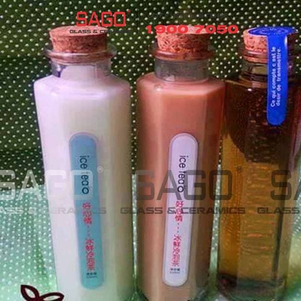  Chai Thủy Tinh Lục Giác 350ml Nắp Gỗ Ép | Thủy Tinh Cao Cấp 