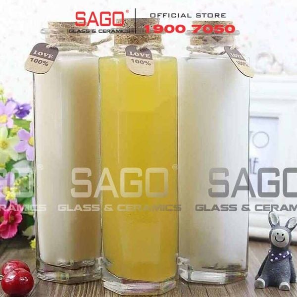  Chai Thủy Tinh Lục Giác 350ml Nắp Gỗ Ép | Thủy Tinh Cao Cấp 