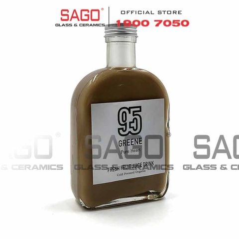  Chai Thủy Tinh Dẹp Cổ Cò 350ml Nắp Nhôm | Tùy Chọn Màu Nắp 