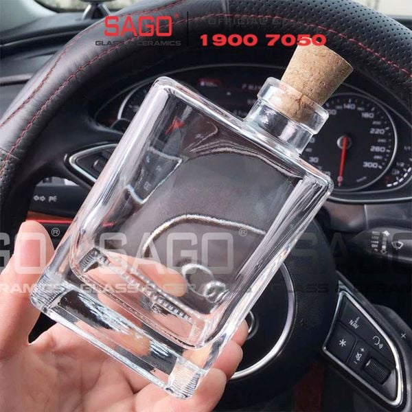  Chai Thủy Tinh Vuông Cổ Lệch 280ml Nắp Gỗ Ép | Thủy Tinh Cao Cấp 