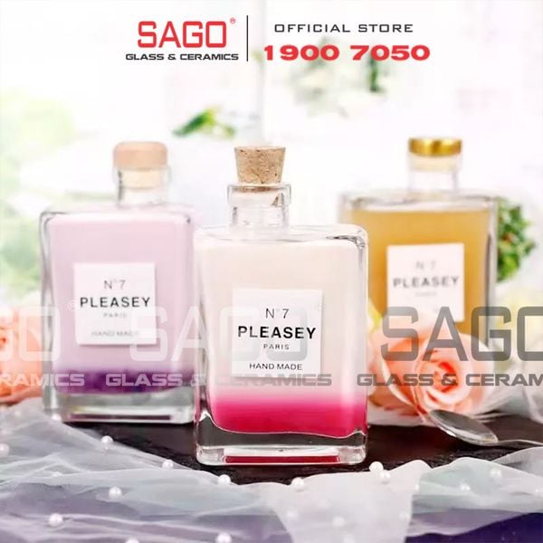  Chai Thủy Tinh Vuông Cổ Lệch 280ml Nắp Gỗ Ép | Thủy Tinh Cao Cấp 