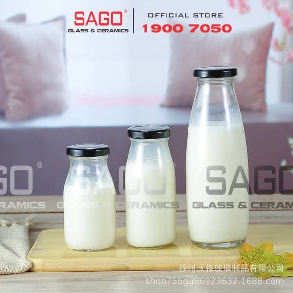  Chai Thủy Tinh Tròn Nắp Thiết | Tùy Chọn Dung Tích 