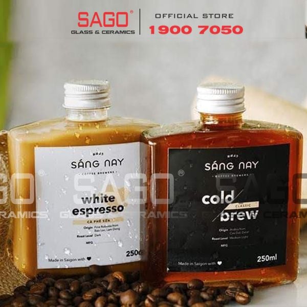  Chai Thủy Tinh Vuông Dẹp Nắp Nhôm | Tùy Chọn Dung Tích 