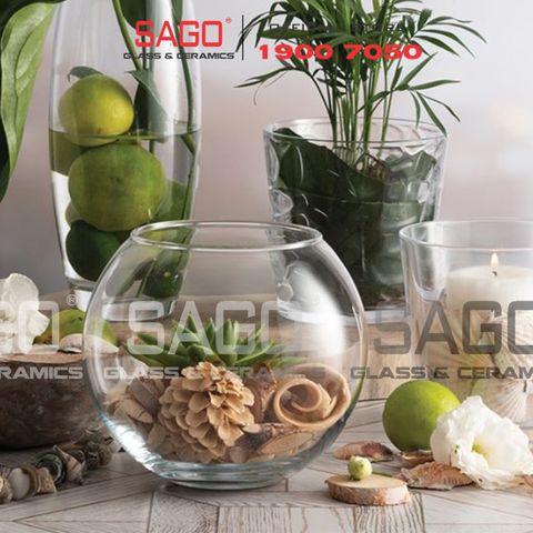  Pasabahce 43427 - Chậu Hoa Thủy Tinh Tròn Pasabahce Botanica Cao 12cm | Nhập Khẩu Thổ Nhĩ Kỳ 