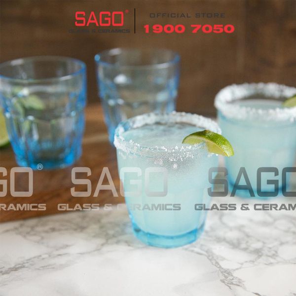  Bormioli Rocco 418940B - Ly Thủy Tinh Cường Lực Chịu Nhiệt Bormioli Rocco Rock Bar Màu Xanh Biển 270ml | Nhập Khẩu Italia 