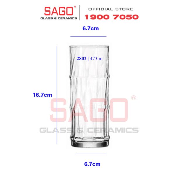  LIBBEY 32802 - Ly Thủy Tinh Libbey Bamboo Cooler 473ml | Nhập Khẩu USA 