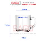  Union 345 - Ly Thủy Tinh Sọc Có Quai Union Tea Cup Stripes Glass 295ml | Thủy Tinh Cao Cấp Nhập Khẩu Thái Lan 
