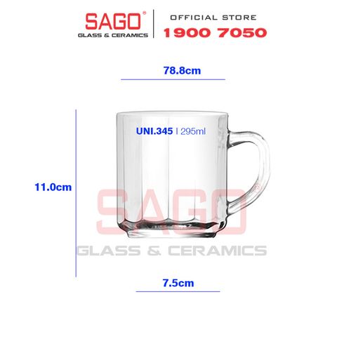  Union 345 - Ly Thủy Tinh Sọc Có Quai Union Tea Cup Stripes Glass 295ml | Thủy Tinh Cao Cấp Nhập Khẩu Thái Lan 