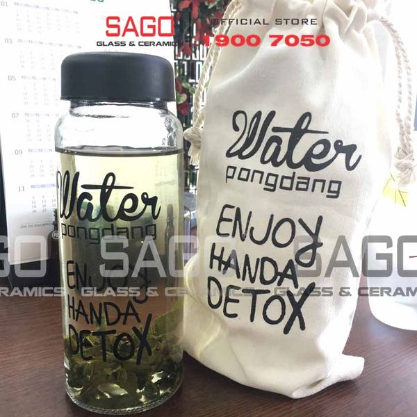  Chai Thủy Tinh Water PongDang Detox 420ml Nắp Nhựa | Thủy Tinh Cao Cấp 