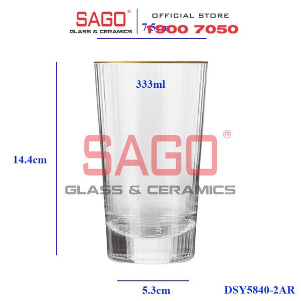  DELI DSY5840-2AR - Ly Thủy Tinh Delisoga Studio Gold Rim Stripes Tumber Glass 333ml | Thủy Tinh Nhập Khẩu Cao Cấp 