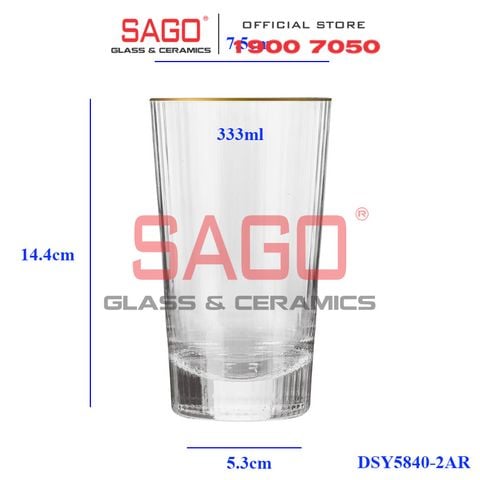  DELI DSY5840-2AR - Ly Thủy Tinh Delisoga Studio Gold Rim Stripes Tumber Glass 333ml | Thủy Tinh Nhập Khẩu Cao Cấp 